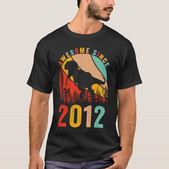 Camiseta 11th Bday Dinosaur T Rex Boys Retro Awesome Since  (Anverso)