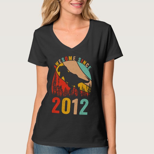 Camiseta 11th Bday Dinosaur T Rex Boys Retro Awesome Since  (Anverso)