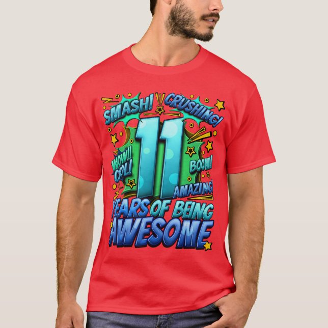 Camiseta 11th Birthday Comic Style Awesome Since 2012 11 Ye (Anverso)