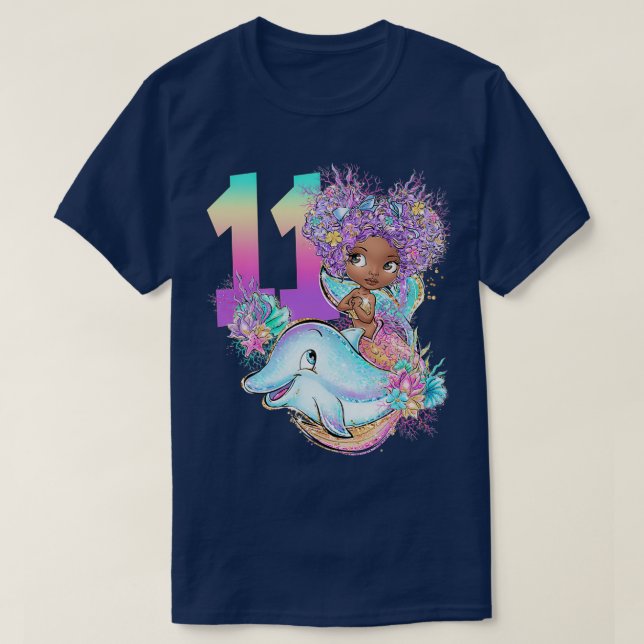 Camiseta 11TH Birthday Girl Mermaid Gift Birthday Party Kid (Diseño del anverso)