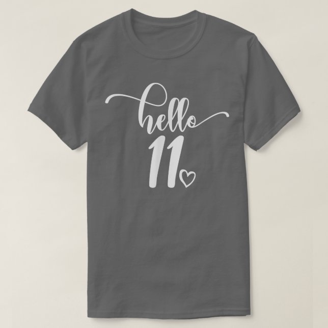 Camiseta 11th Birthday, Girls, Hello 11, For Her, Cute 11 Y (Diseño del anverso)