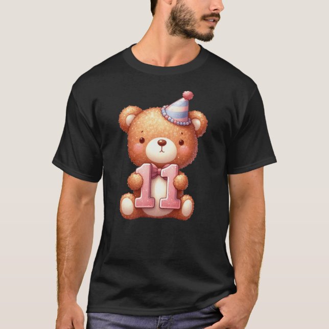 Camiseta 11th Birthday Happy Birthday Brown Teddy Bear (Anverso)
