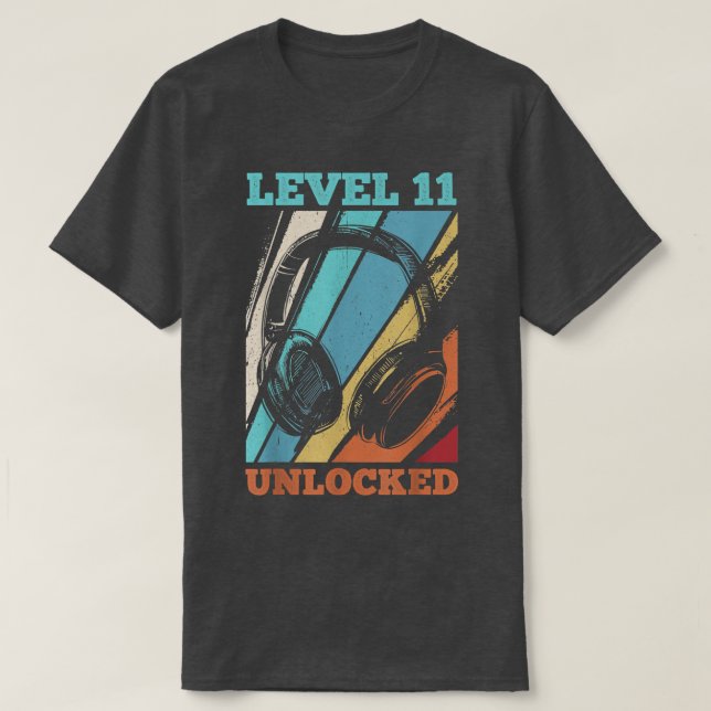 Camiseta 11th Birthday Video Gamer Level 11 Unlocked  (Diseño del anverso)