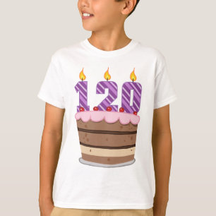 Camiseta 120 años en el pastel de cumpleaños