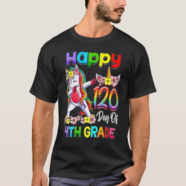 Camiseta 120 Days Of 4th Grade - 120th Day Of School Dabbin (Anverso)