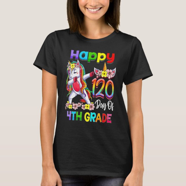 Camiseta 120 Days Of 4th Grade - 120th Day Of School Dabbin (Anverso)