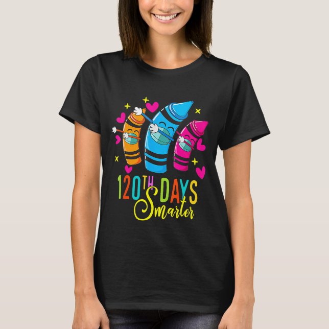 Camiseta 120 días más inteligente Feliz 120º día de clases (Anverso)