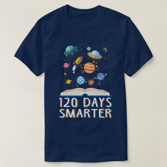 Camiseta 120th Day Of School 120 Days Smarter Books Space L (Diseño del anverso)