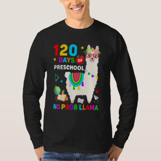 Camiseta 120th Day of School No Prob Llama 120 Days Of Pres