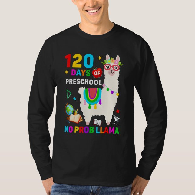 Camiseta 120th Day of School No Prob Llama 120 Days Of Pres (Anverso)