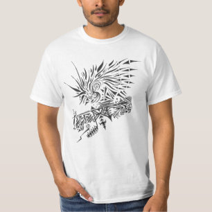 Camiseta 122 Arte de Tatuaje Tribal Abstracto Blanco y Negr
