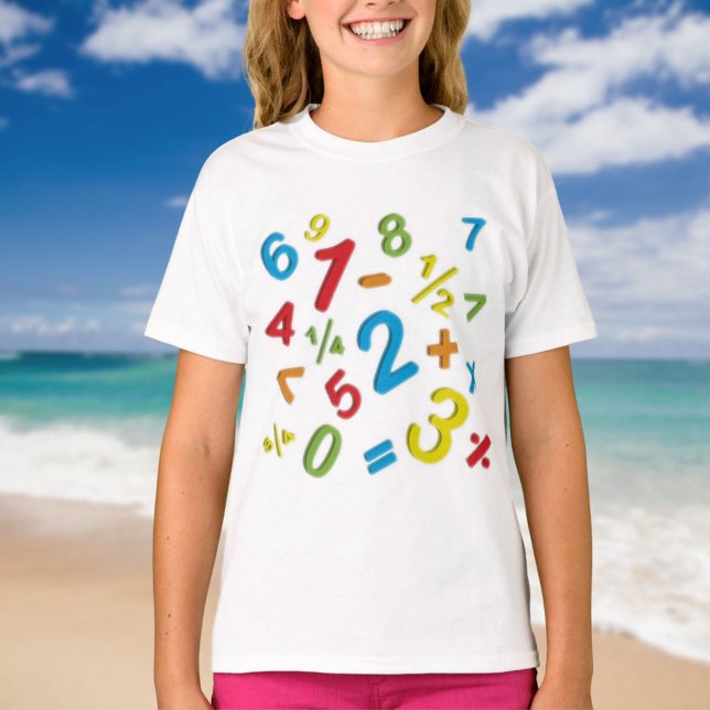 Camiseta 123 números matemáticas coloridas (123 Numbers Math Colorful T-Shirt)