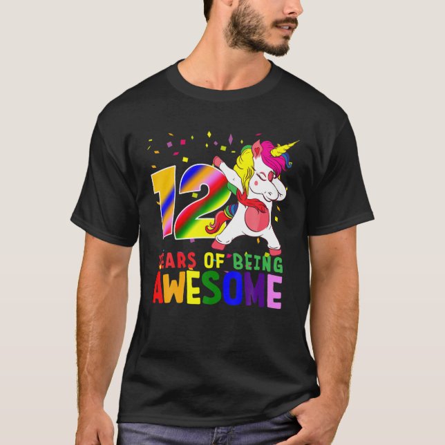 Camiseta 12.ª Chica De Cumpleaños De Unicorn Da (Anverso)