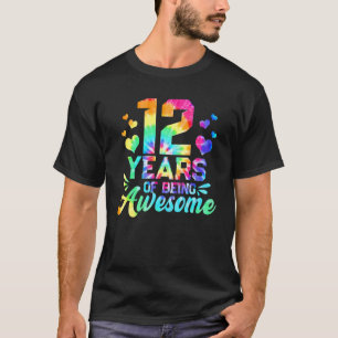 Camiseta 12.ª Idea De Cumpleaños Tye 12 Años De Ser Aweso