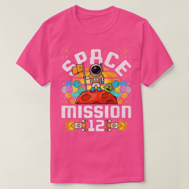 Camiseta 12.ª misión espacial de cumpleaños Astronauta de 1 (Diseño del anverso)