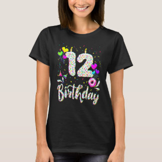 Camiseta 12.º Chica de cumpleaños 12 años Bday Doughnut Par