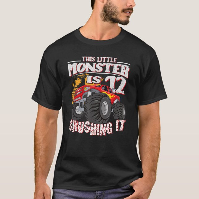 Camiseta 12.º Cumpleaños De Niños Este Camioncito Monstruo (Anverso)