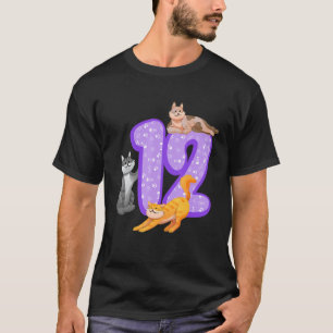 Camiseta 12.º cumpleaños Gato Gato tema de garras de gato C