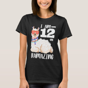 Camiseta 12.º cumpleaños Llama 12 y llamativo regalo asombr