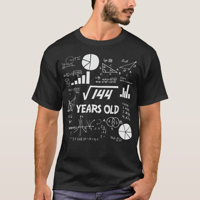 Camiseta 12.º cumpleaños Love Math Square Root 144 Maestra  (Anverso)