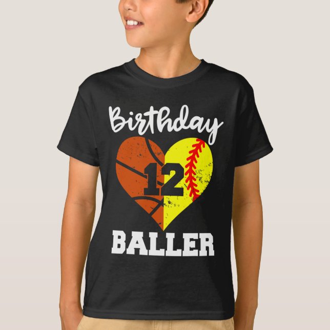 Camiseta 12.º Fun Baller de Cumpleaños Banda de Softball de (Anverso)