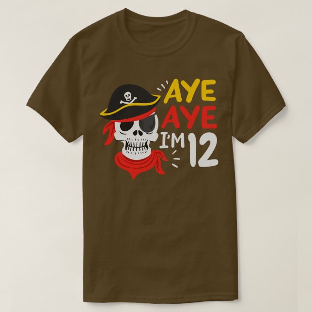 Camiseta 12.º pirata de cumpleaños (Diseño del anverso)