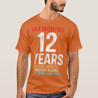Camiseta 12.º regalo de cumpleaños 12 años de edad 144 mese