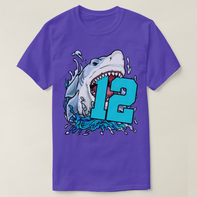 Camiseta 12.º tiburón de cumpleaños (Diseño del anverso)