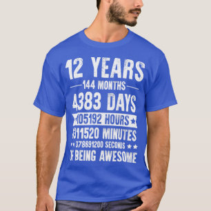 Camiseta 12 años 144 meses de cumpleaños increíble