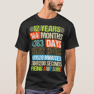 Camiseta 12 años 144 meses de ser asombrosos duodécimo cump