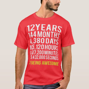 Camiseta 12 años 144 meses de ser asombrosos duodécimo cump