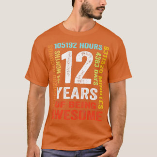 Camiseta 12 años 144 meses de ser asombrosos duodécimo cump