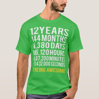 Camiseta 12 años 144 meses de ser asombrosos duodécimo cump