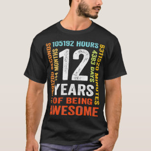 Camiseta 12 años 144 meses de ser asombrosos duodécimo cump