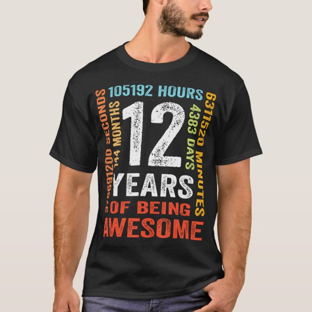 Camiseta 12 Años 144 Meses De Ser Increíble 12º Cumpleaños (Anverso)