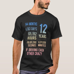 Camiseta 12 Años Casados Divertido 12º Aniversario de Boda
