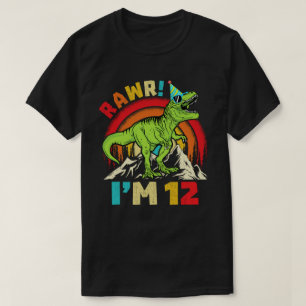 Camiseta 12 Años Dinosaur T Rex Rawr Tengo 12 Para Niños