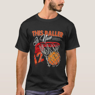 Camiseta 12 años, divertida pelota de baloncesto, niños d
