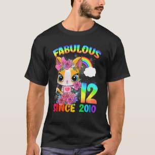 Camiseta 12 años, duodécimo cumpleaños, lindo gato Chica fa