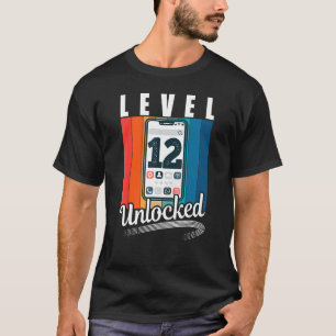 Camiseta 12 años nivel de cumpleaños 12 años retro teléfono