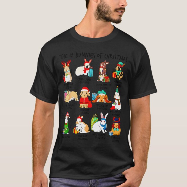 Camiseta 12 Bunny Of Christmas Bunny Rabbit Christmas Xmas  (Anverso)