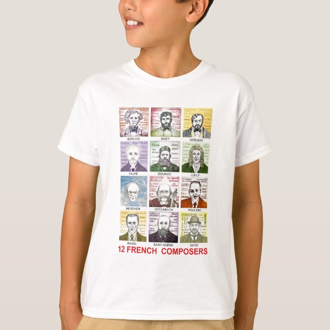 Camiseta 12 compositores franceses (Anverso)