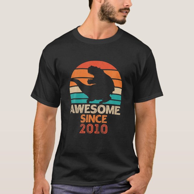Camiseta 12 cumpleaños - impresionante desde 2010 Dinosaur  (Anverso)