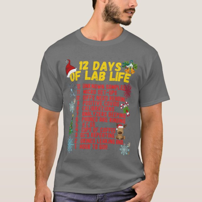 CAMISETA 12 DAYS OF LAB LIFE CHRISTMAS MEDICAL LABORATORY S (Anverso)