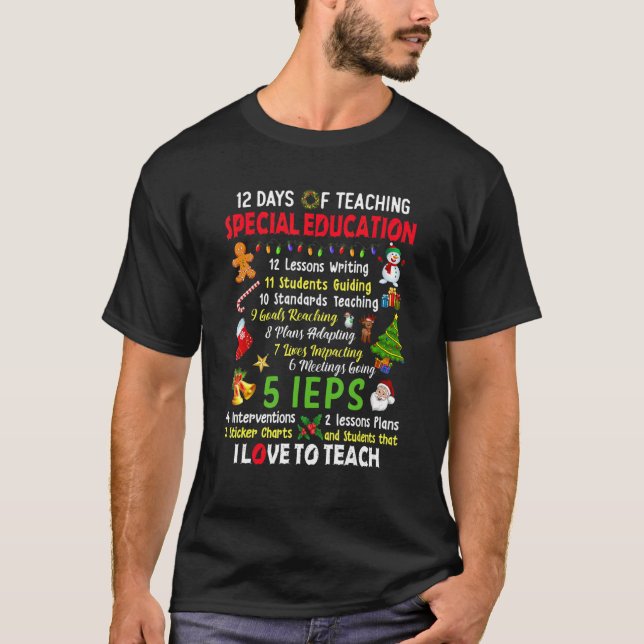 Camiseta 12 Days Of Teaching Special Education Teacher Elf  (Anverso)