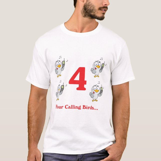 Camiseta 12 días cuatro pájaros que llaman (Anverso)