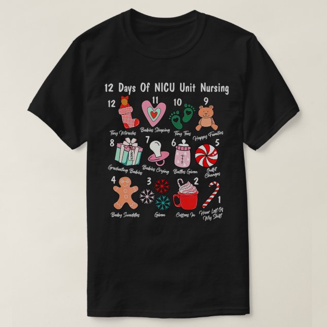 Camiseta 12 Días De Enfermería De La Unidad De La NICU Funn (Diseño del anverso)