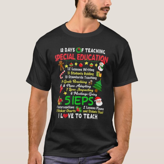 Camiseta 12 Días De Enseñanza Del Profesor De Educación Esp (Anverso)