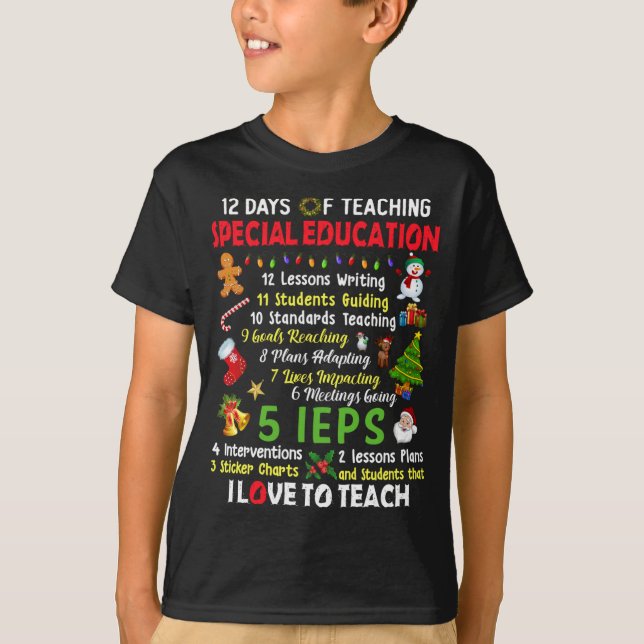 Camiseta 12 Días De Enseñanza Del Profesor De Educación Esp (Anverso)