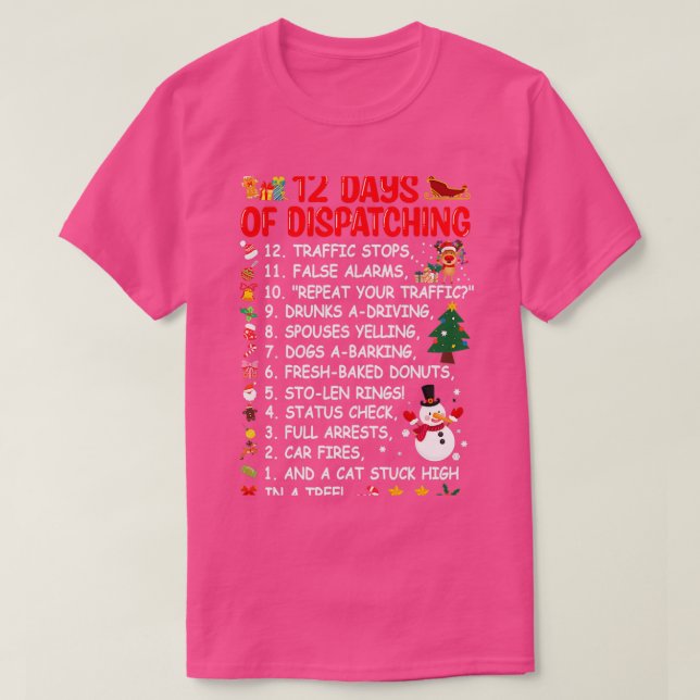 Camiseta 12 Días De Envío De Funny Dispatcher Navidades (Diseño del anverso)